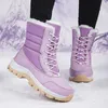 Damenstiefel, super warmes Fell, Botas Mujer 2025, Schneestiefel, niedrige Absätze, Winterschuhe, Damen, schwarze Gummi-Winterstiefel, Damenschuhe