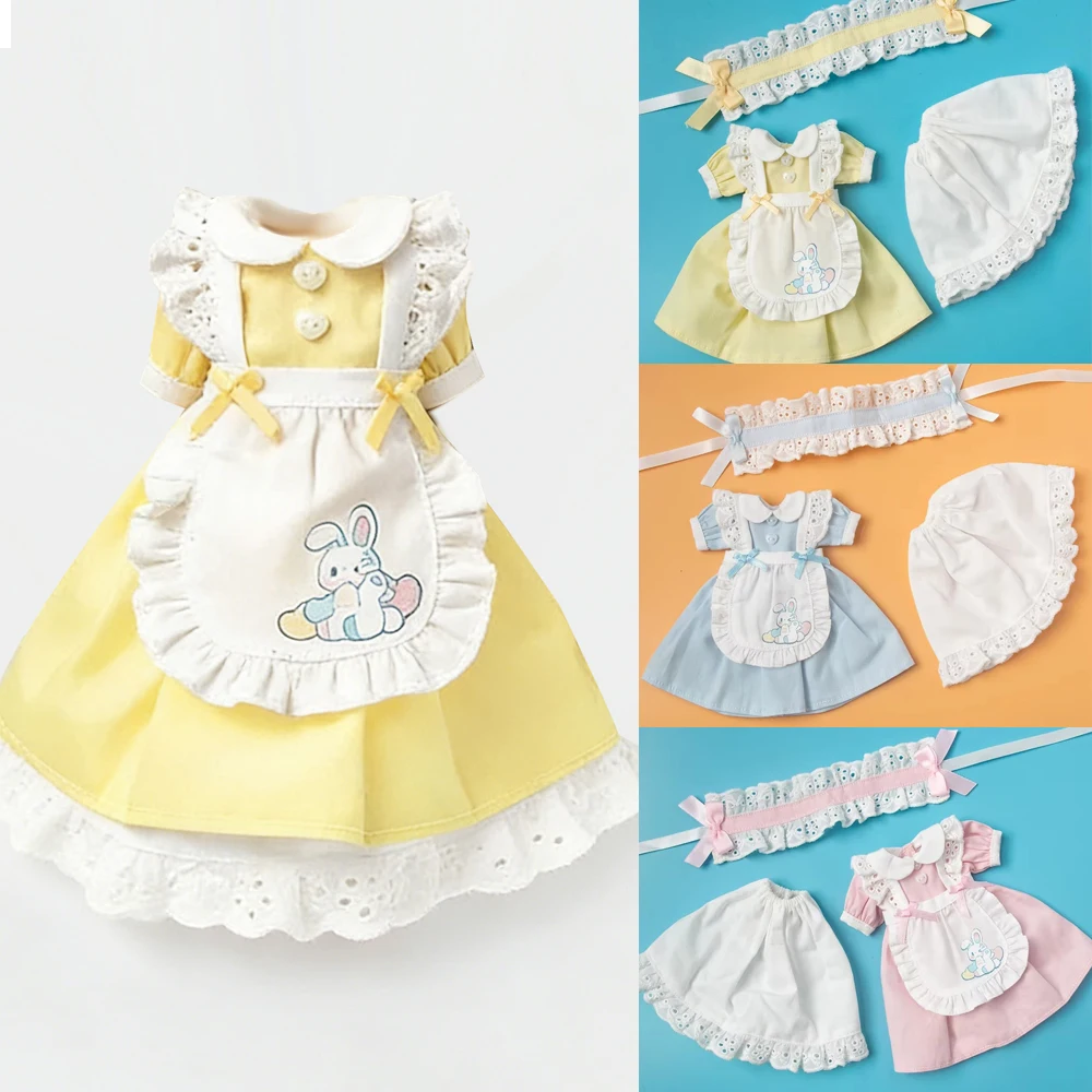 Blyth Kleidung Retro Spitze Blumenrock Dienstmädchen Outfits Arbeitsuniform Schürzen Kleid süßes Set Ymy Licca Ob2224 Ker YMY Puppenzubehör