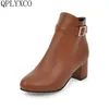 QPLYXCO 2017 Neue mode Große kleine Größe 31-45 Frühling Herbst Winter stiefeletten schuhe Frauen reißverschluss kurze Stiefel High Heel 3-9