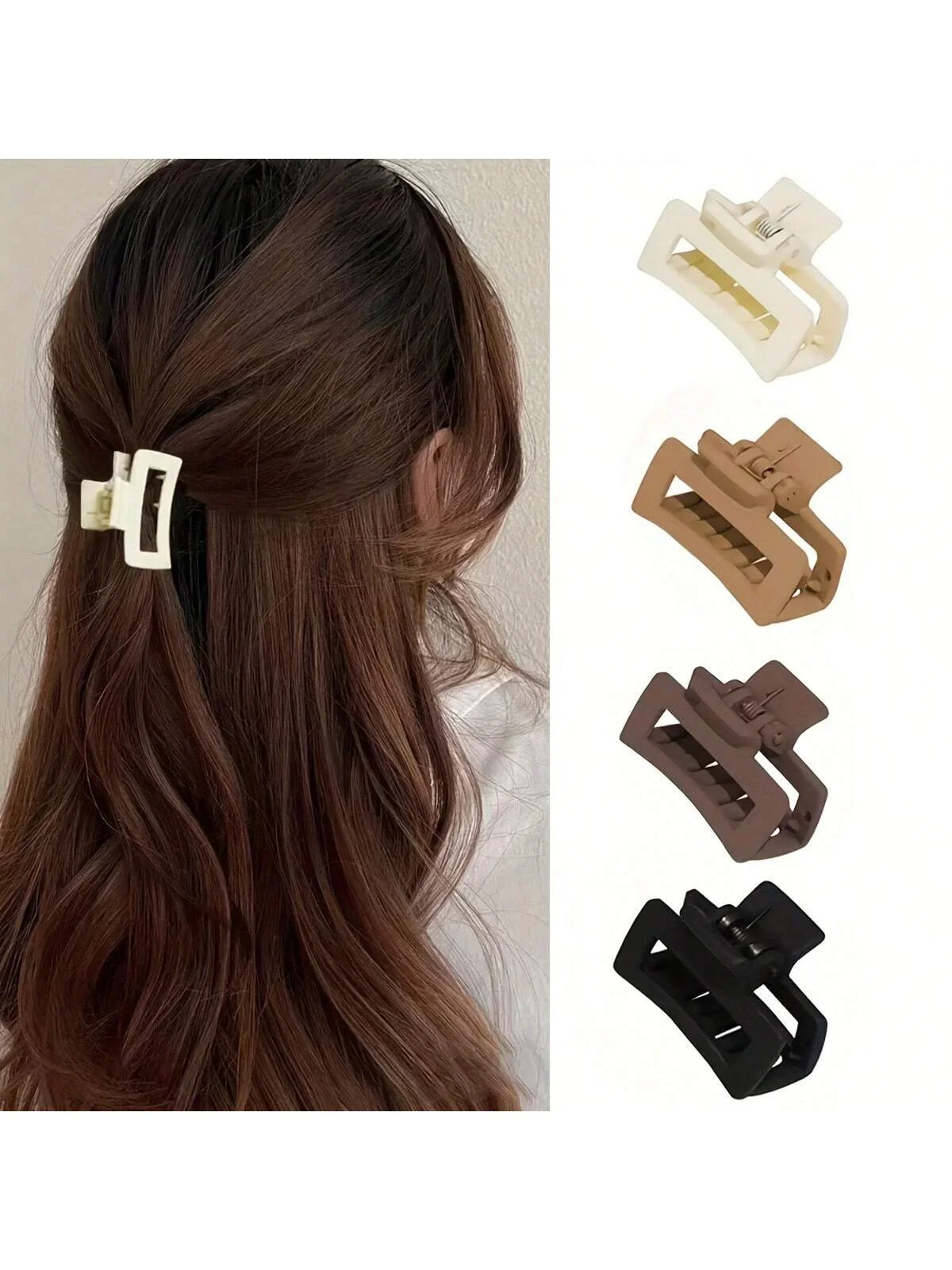 4 Stück klassische, matte, kleine, quadratische Griffklammer, Mini-Haarschneider mit hohem Griff, kleine Griffklammer, geeignet für den täglichen Gebrauch Image