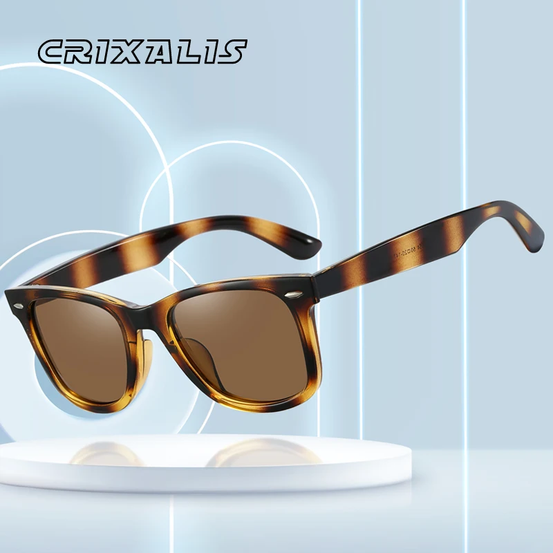 CRIXALIS Polarisierte Sonnenbrille für Damen, Sonnenbrille zum Fahren, Sonnenbrille für Herren, 80er-Jahre-Retro-Stil, quadratisch, UV400 Image