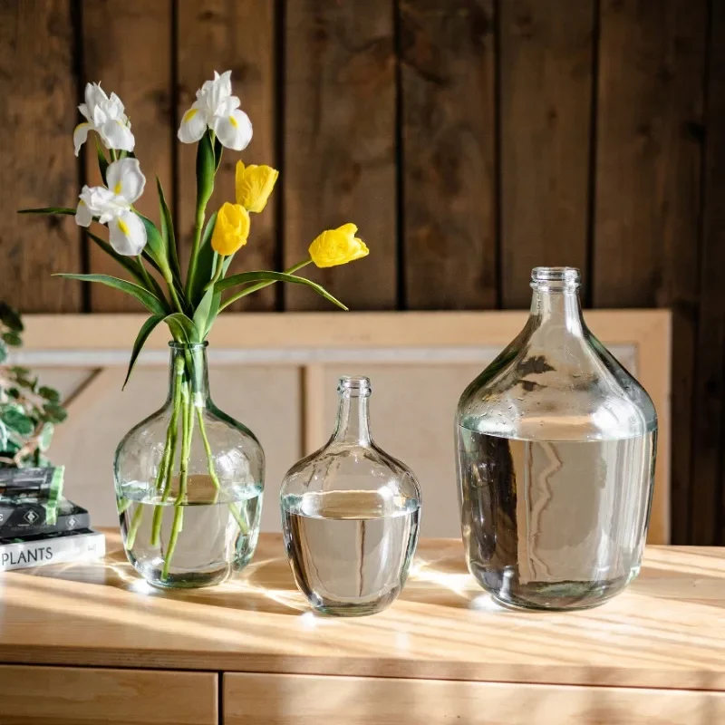 Nordic Großen Bauch Glas Vase Wohnkultur Transparente Glas Vase Ornament Wohnzimmer Dekoration Hydrokultur Großen Bauch Flasche
