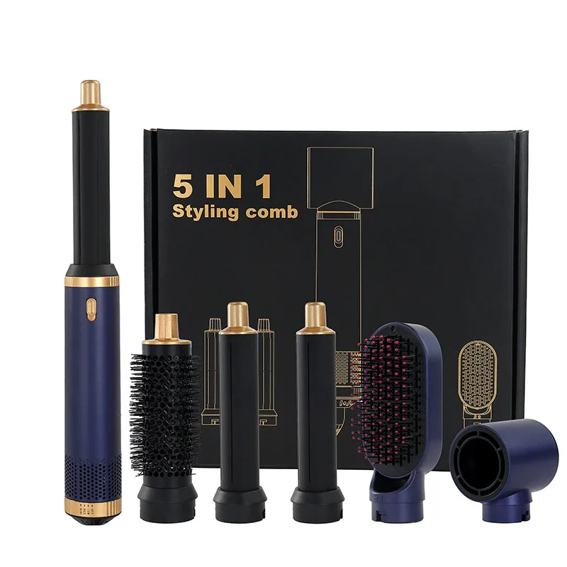 5 in 1 Spazzola per asciugacapelli Set pettine caldo Ferro arricciacapelli professionale Piastra per capelli Strumento per lo styling Aria Styling Asciugacapelli per uso domestico