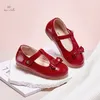 Dave Bella Weinrote Lederschuhe für Kinder und Mädchen, rutschfeste, lässige Lederschuhe für Babys, elegante Party-Prinzessin-Schuhe DB 3241626