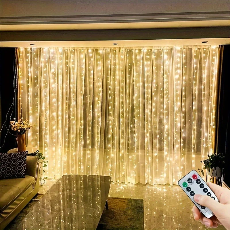 Ghirlanda per tende da 6 m 3 m sulla finestra Alimentazione USB Lucine Festone con telecomando Ghirlanda di Capodanno Luci a LED Decorazioni natalizie