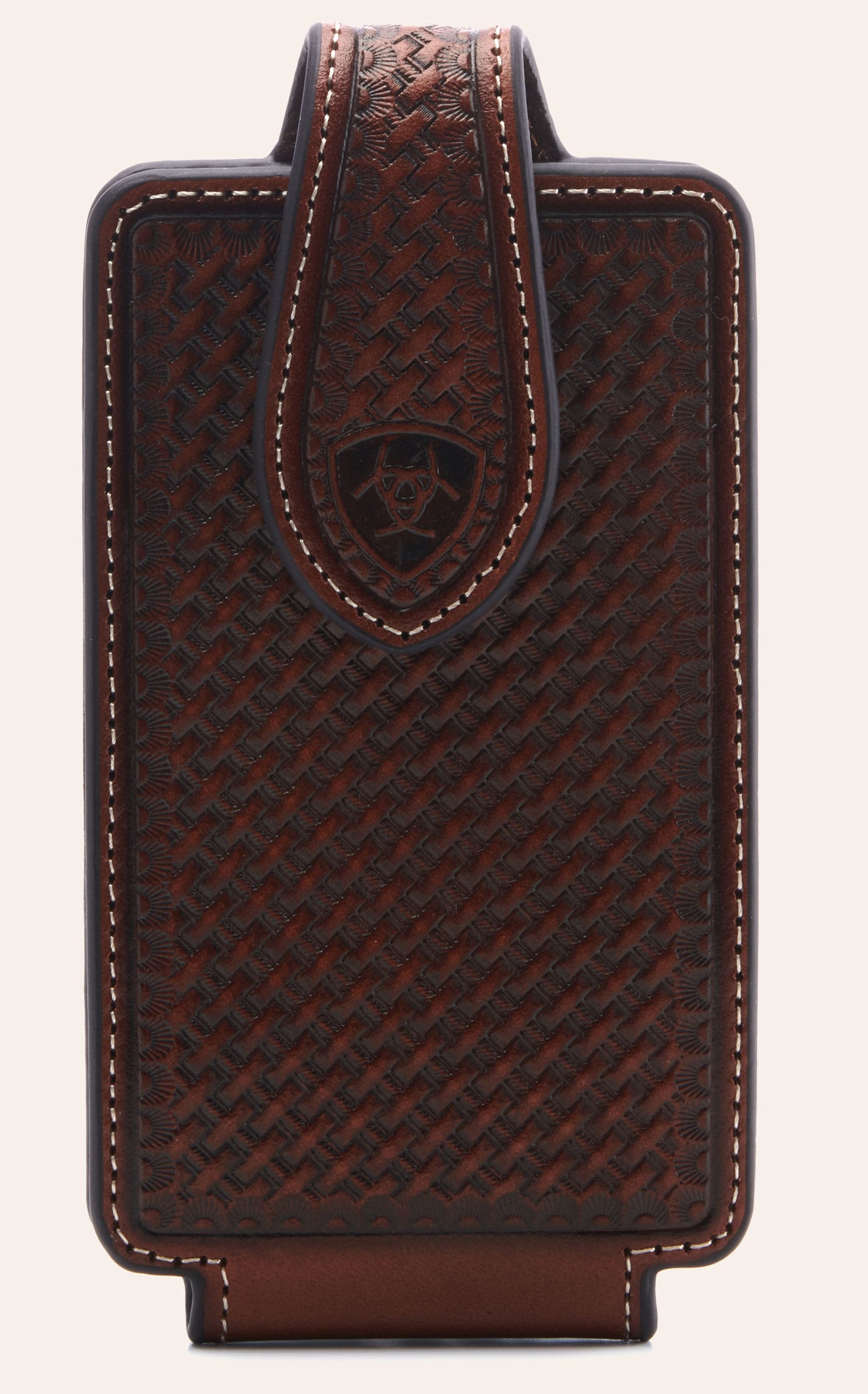 Ariat Brown Leather Basketweave Small Cell Phone Case - NOSZ - From Cavender's