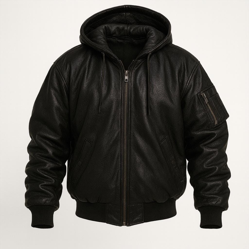 Giacca bomber in pelle da uomo - Giacca bomber con cappuccio in vera pelle di pecora al 100% - Cappotto da motociclista - Giacca alla moda