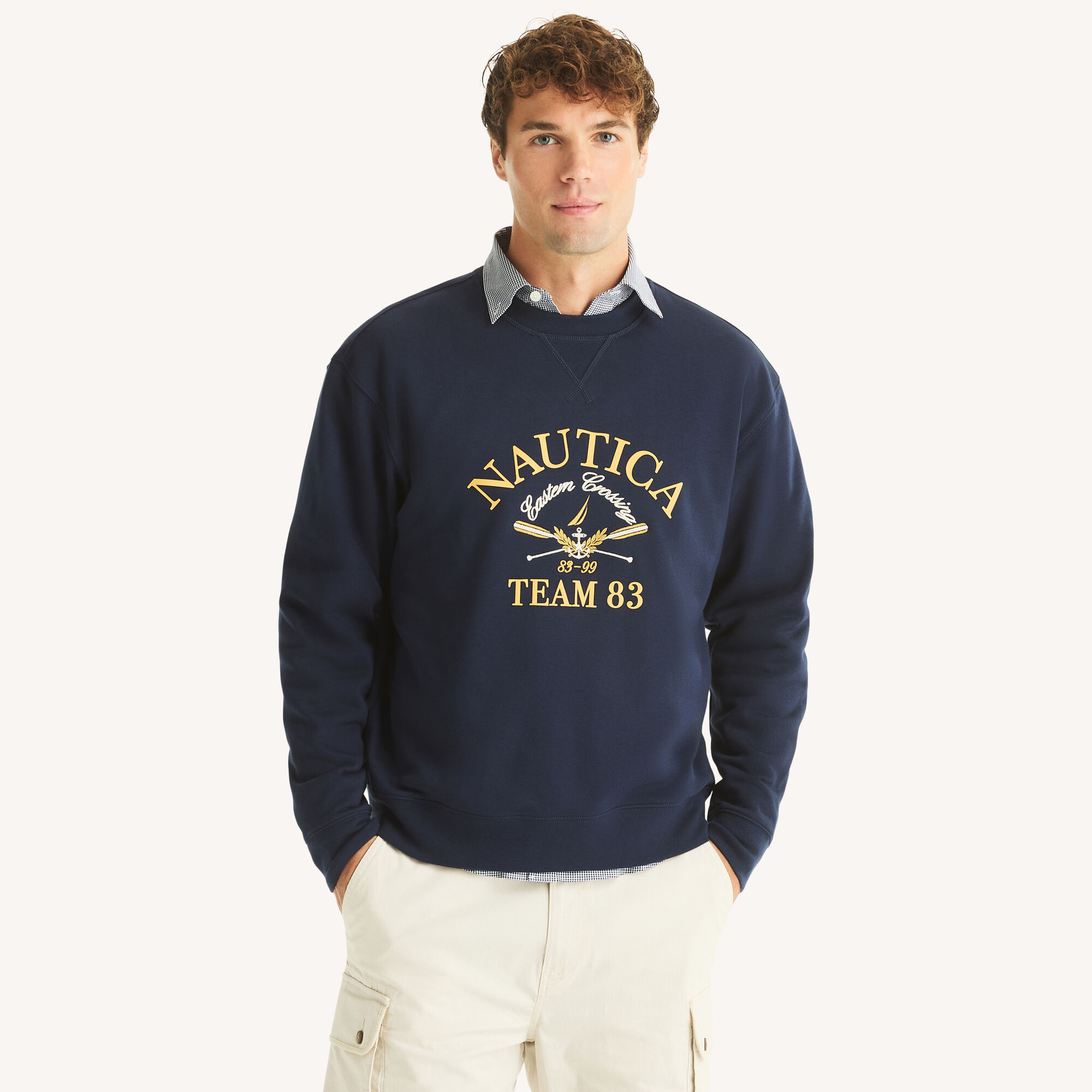 Nautica Men's Fleece Crewneck Sweatshirt 482 (Stellar Blue Heather), XS