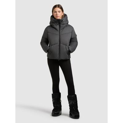 Steppjacke KHUJO "MILLY", Damen, Gr. XL, schwarz melange grau, Twill, 100% Polyester, unifarben, Langarm eingesetzt elastischer Bund mit Windstopper, Jacken Image