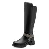 Stiefel MARCO TOZZI BY GMK, Damen, Gr. 38, Normalschaft, schwarz, Lederimitat, unifarben, kontrastfarbene Details, modisch, Schuhe, Blockabsatz, Langschaftstiefel mit schmuckbesetztem Zierriegel