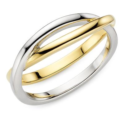 Fingerring "Schmuck, Geschenk, Silbering teilweise gelbgoldfarben vergoldet" Gr. 54, gold (silberfarben, gelbgoldfarben), ANISTON JEWELRY & WATCHES, Fingerringe, Damen, 54, Silber 925 (Sterlingsilber), 6,3mm Image
