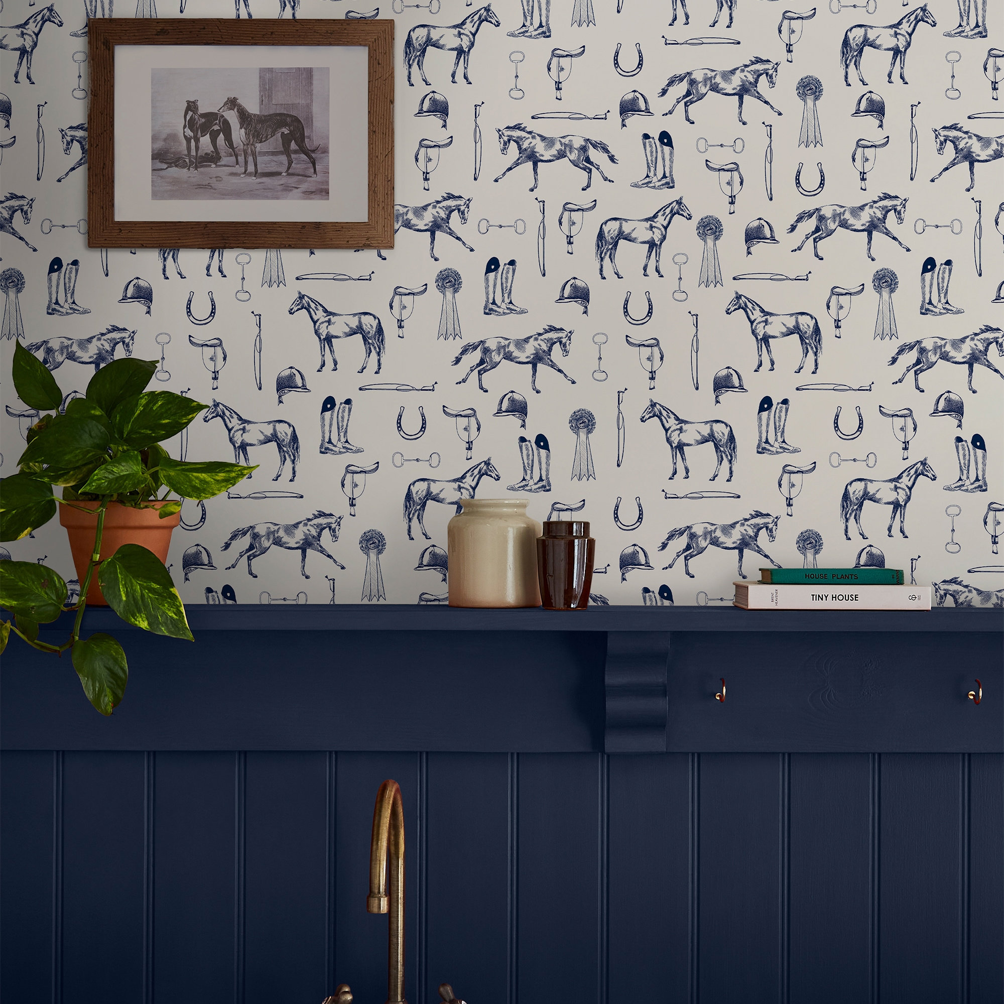 Vliestapete JOULES "Pferd Skizziert", blau, H:10m L:10m, Vlies, Tapeten, Design Tapeten Image