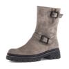 Bikerboots GABOR "FLORENZ", Damen, Gr. 40,5, grau (taupe used), Veloursleder, unifarben, modisch, Schuhe, Blockabsatz, Stiefelette mit Zierschnalle und in Weite G (= weit)