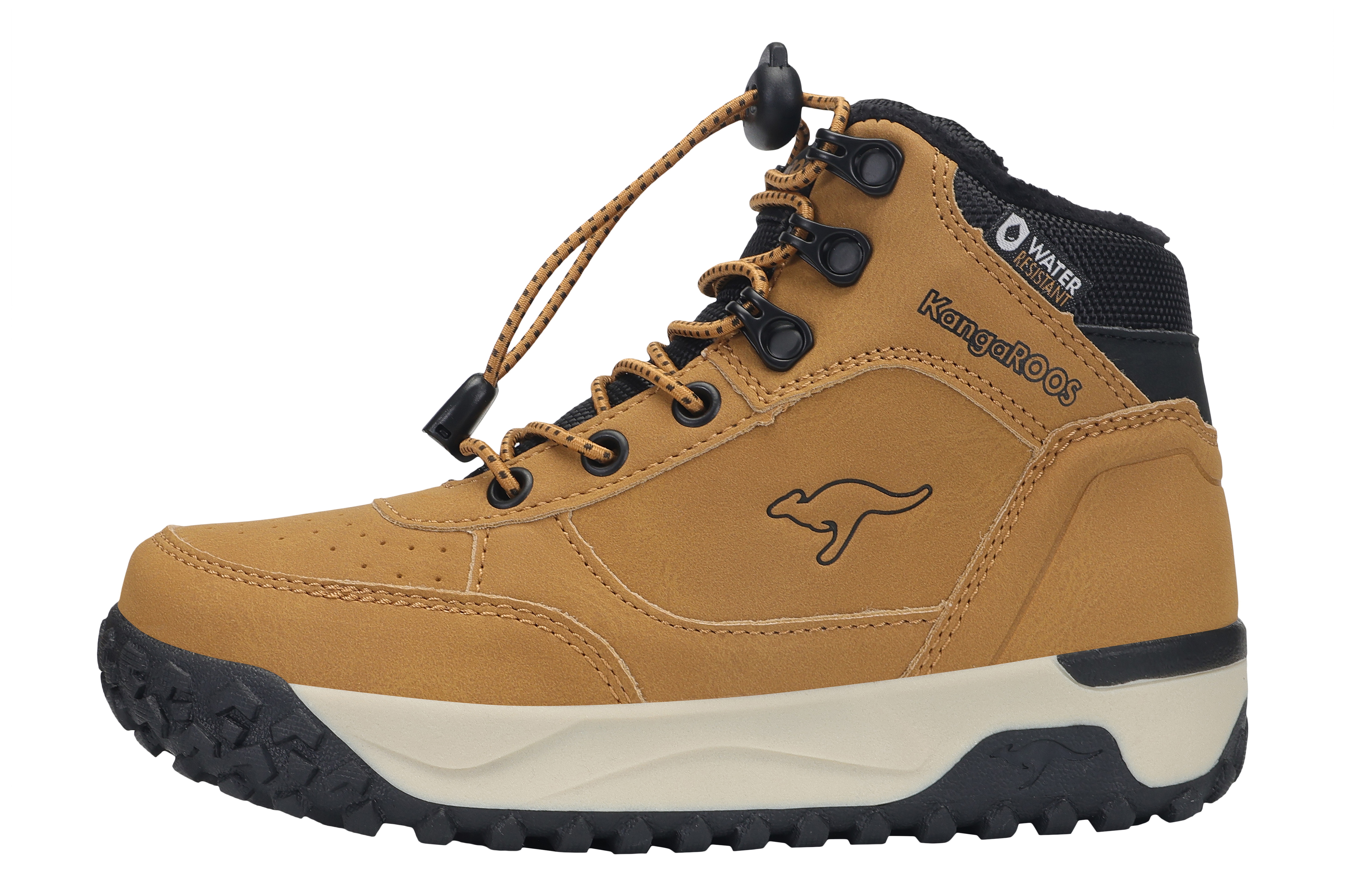 Schnürboots KANGAROOS "K-NB SAULT RV", Damen, Gr. 39, tan, jet schwarz, Synthetik, Textil, Schuhe, Winterschuhe, Winterboots, Schnürstiefel, Winterstiefel Image