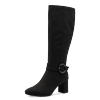 Stiefel MARCO TOZZI, Damen, Gr. 38, Normalschaft, schwarz, Textil, unifarben, Veloursleder, klassisch, Schuhe, Blockabsatz, Businessstiefel, Langschaftstiefel mit Zierschnalle