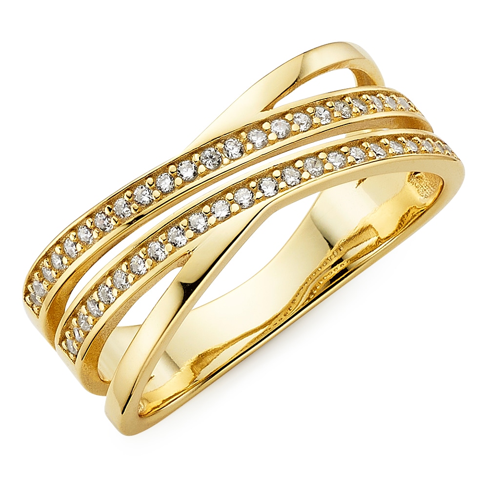 Fingerring "Schmuck, Geschenk, Silbering" Gr. 54, gelbgoldfarben, kristallweiß, ANISTON JEWELRY & WATCHES, Fingerringe, Damen, 54, Silber 925 (Sterlingsilber), 7,5mm, mit Zirkonia (synth.) Image
