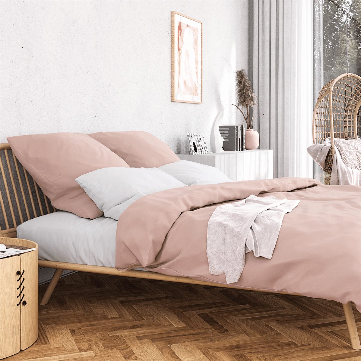 Bettwäsche WOLKENFELD "Wolkenfeld Sommer Bettwäsche Mako-Satin Baumwolle", rosa, B/L: 200cm x 200cm, 2 St., Mako-Satin, B/L: 80cm x 80cm & 80cm x 80cm, Mako-Satin, Obermaterial: 100% Baumwolle, Bettwäsche, 135x200 cm, 155x220 & Übergrößen I inkl.... Image