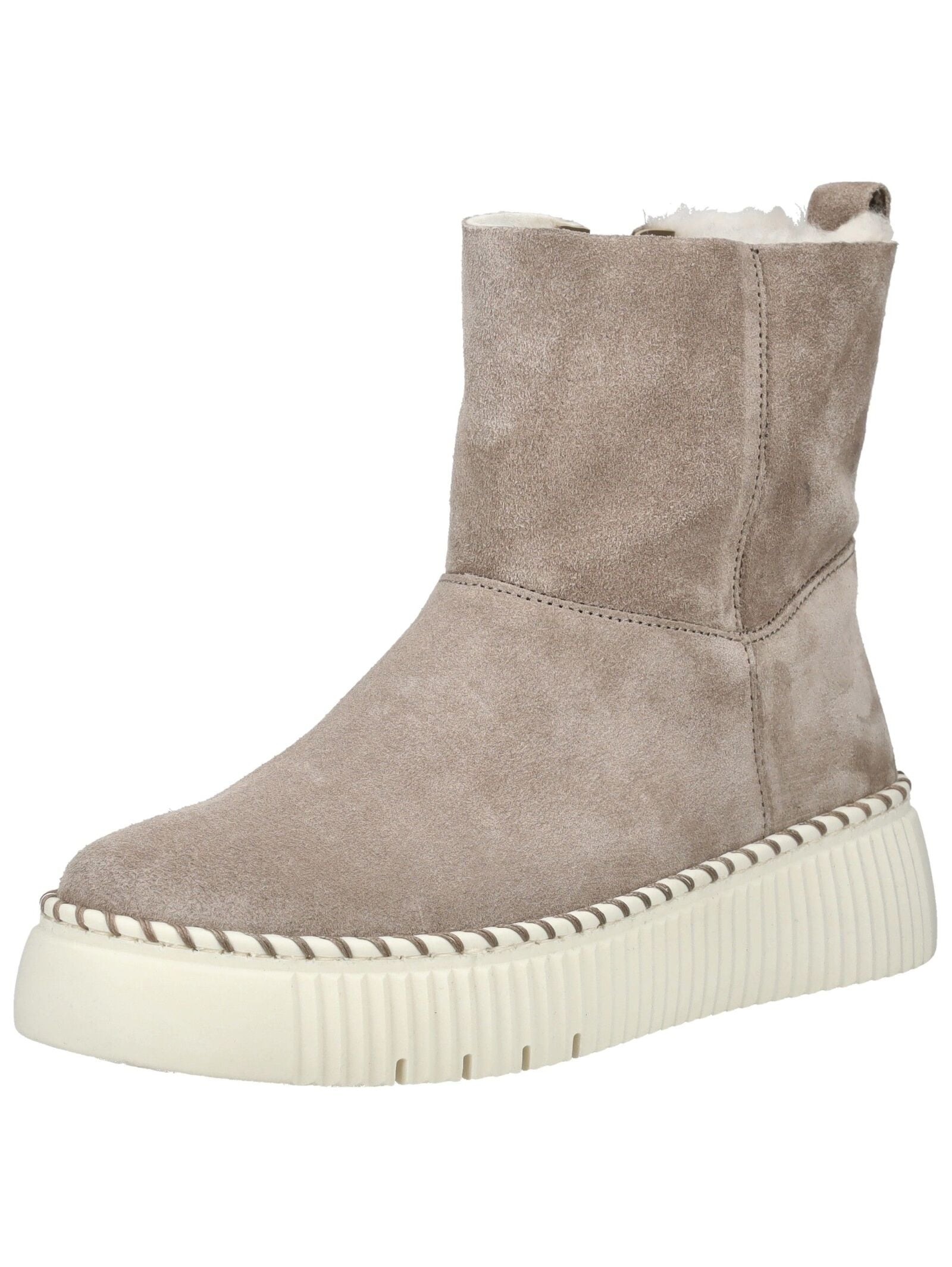 Stiefelette GABOR "Gabor Stiefelette Veloursleder", Damen, Gr. 40, beige, Veloursleder, Schuhe Stiefelette