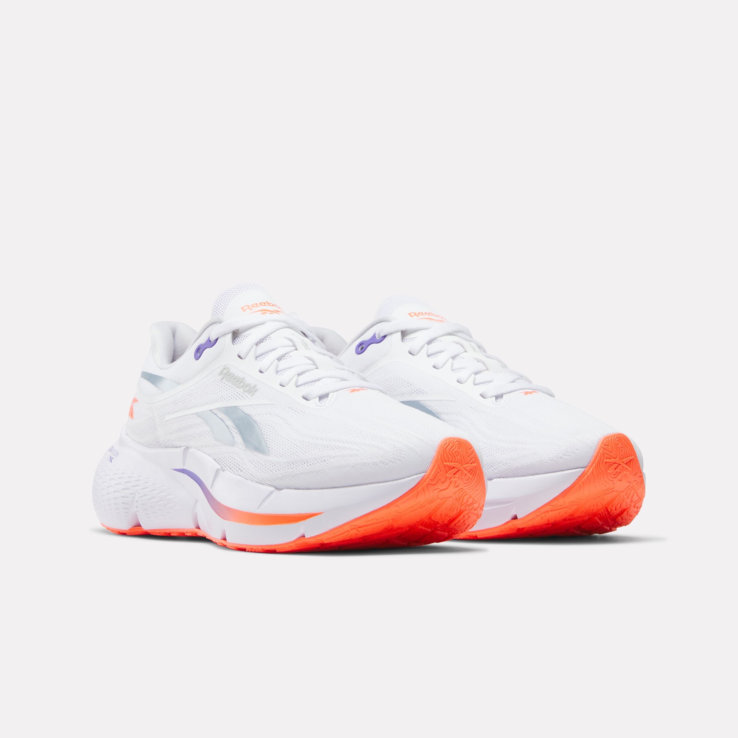 Laufschuh REEBOK "ZIGNITION", Gr. 37, weiß, royal lila, flash orange, Synthetik, Textil, Schuhe