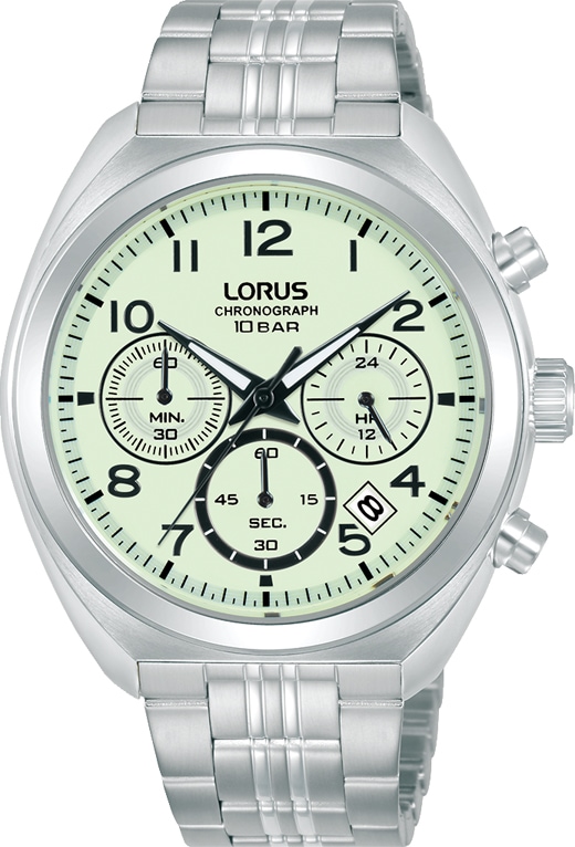 Chronograph LORUS, silberfarben, hellgrün, Armbanduhren, Herren, Quarzuhr, Armbanduhr, Herrenuhr, Edelstahlarmband, analog, Tag Image