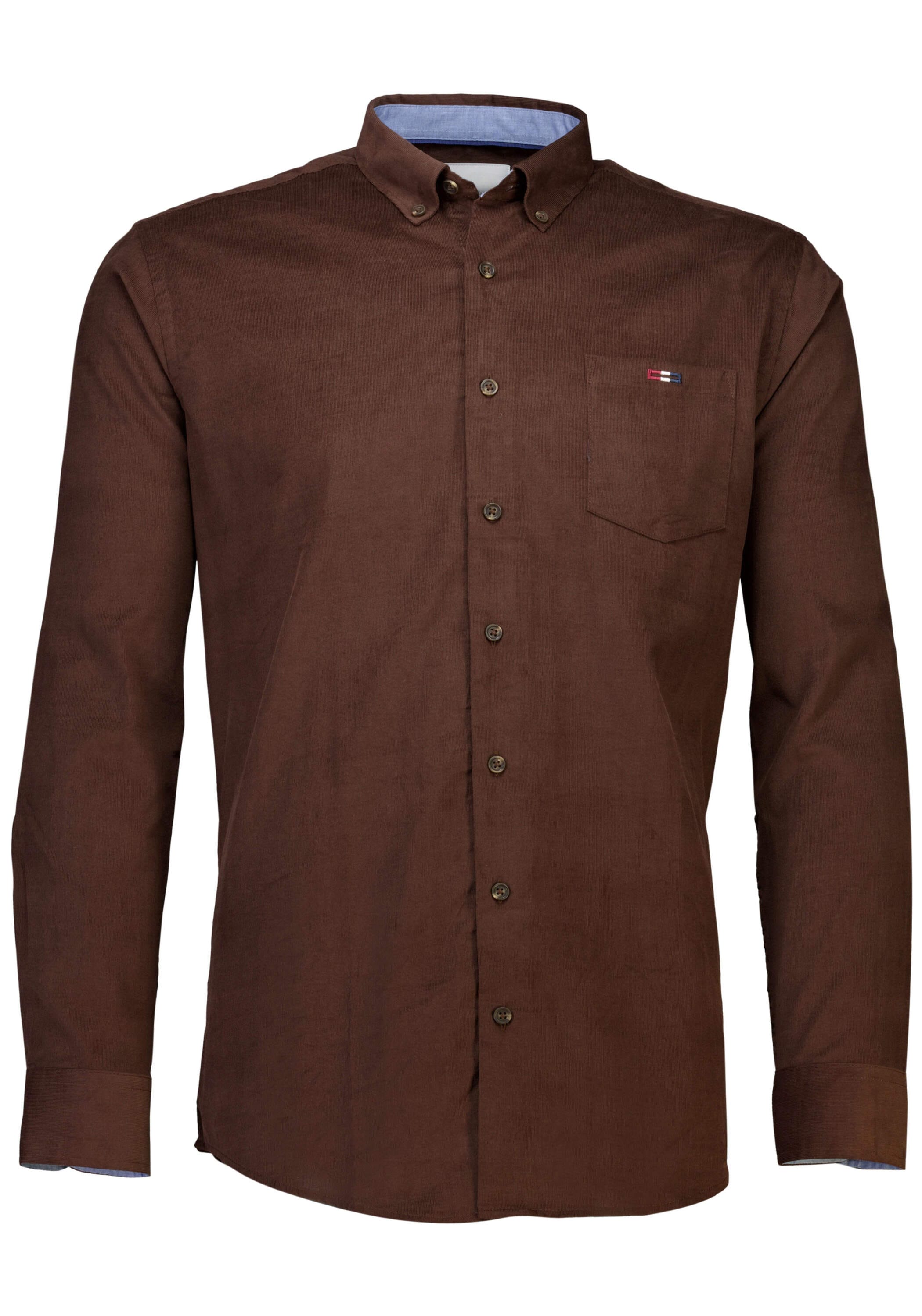 Businesshemd BISON "BISON Business-Casual-Hemd", Herren, Gr. XL, Normalgrößen, braun (dk braun), Obermaterial: 100% Baumwolle, Hemden Image