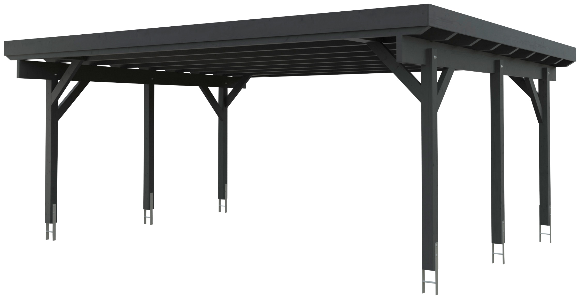 Doppelcarport KIEHN-HOLZ "KH 310 / KH 311", grau (anthrazit), B/H/T: 213cm x, Carports, Stahl-Dach, versch. Farben