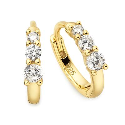 Paar Creolen FIRETTI "Schmuck, Geschenk, Creolen gelbgoldfarben vergoldet", gold (gelbgoldfarben, kristallweiß, kristallweiß), Ohrringe, Damen, Silber 925 (Sterlingsilber), mit Zirkonia (synth.) Image