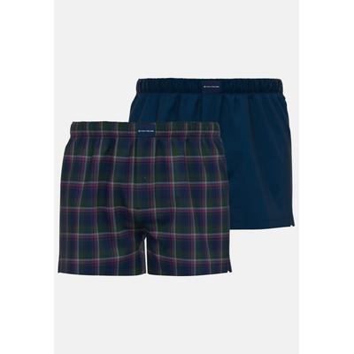 Boxershorts TOM TAILOR "Milos", Herren, Gr. 5 (M), blau (blau, dunkel, karo), Obermaterial: 100% Baumwolle, Unterhosen Image