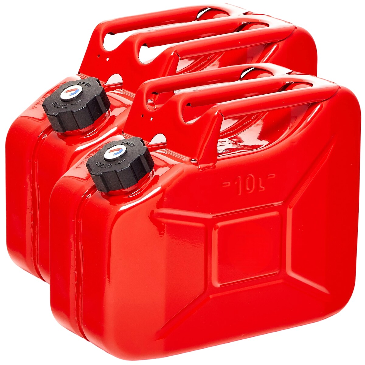 BW® Kraftstoffkanister Metall Benzinkanister 2x 10 Liter mit Schraubverschluss - Rot - RAL 3000 - TÜV-geprüft und UN-Zulassung - Made in Europe Image