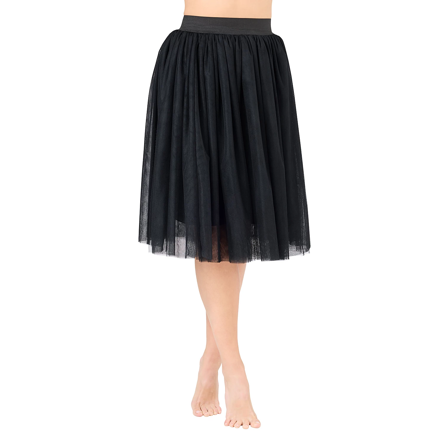 Tüllrock, midi, schwarz