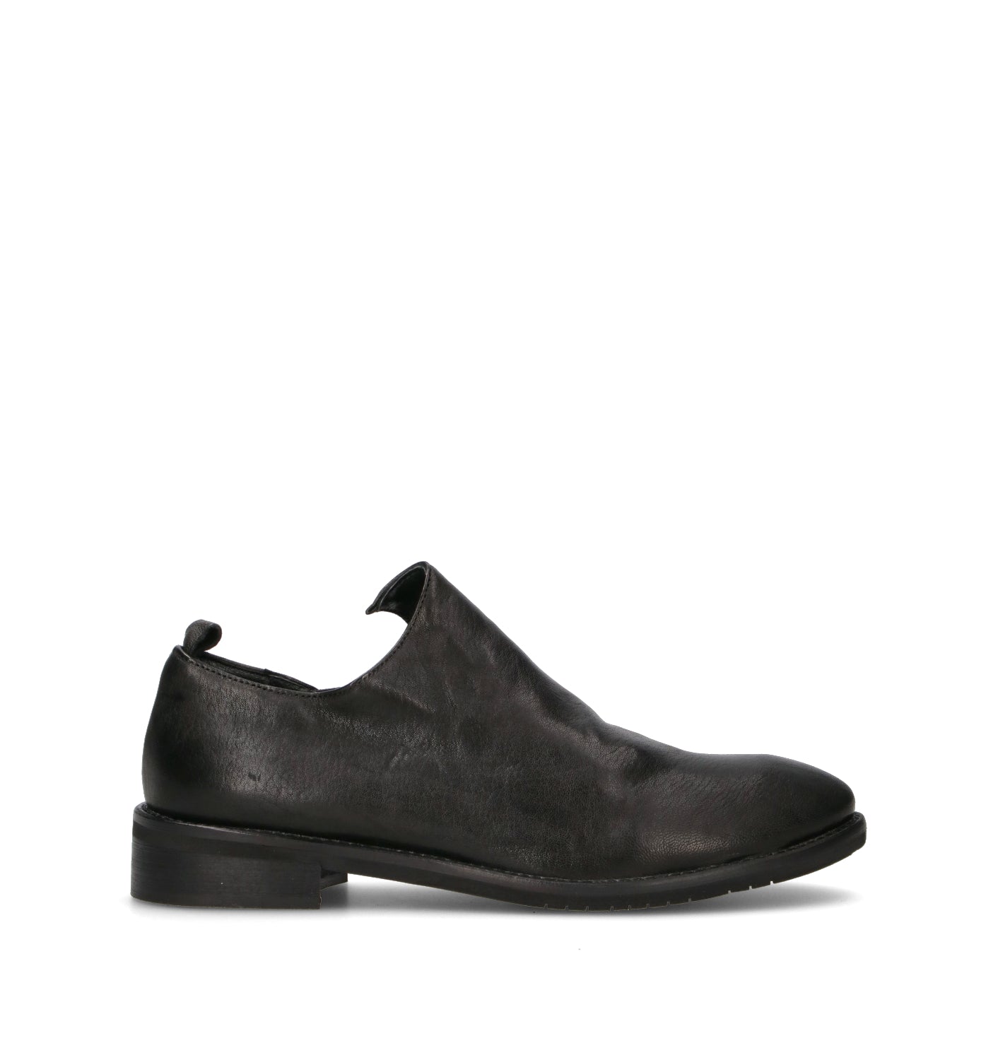 MEZZETINTE Stringata donna nera in pelle