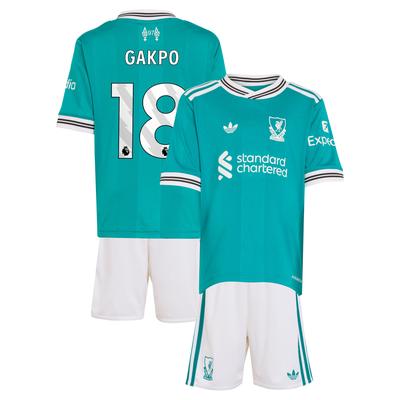 Liverpool adidas Ausweich-minikit 2025-26 mit Aufdruck Gakpo 18 Image
