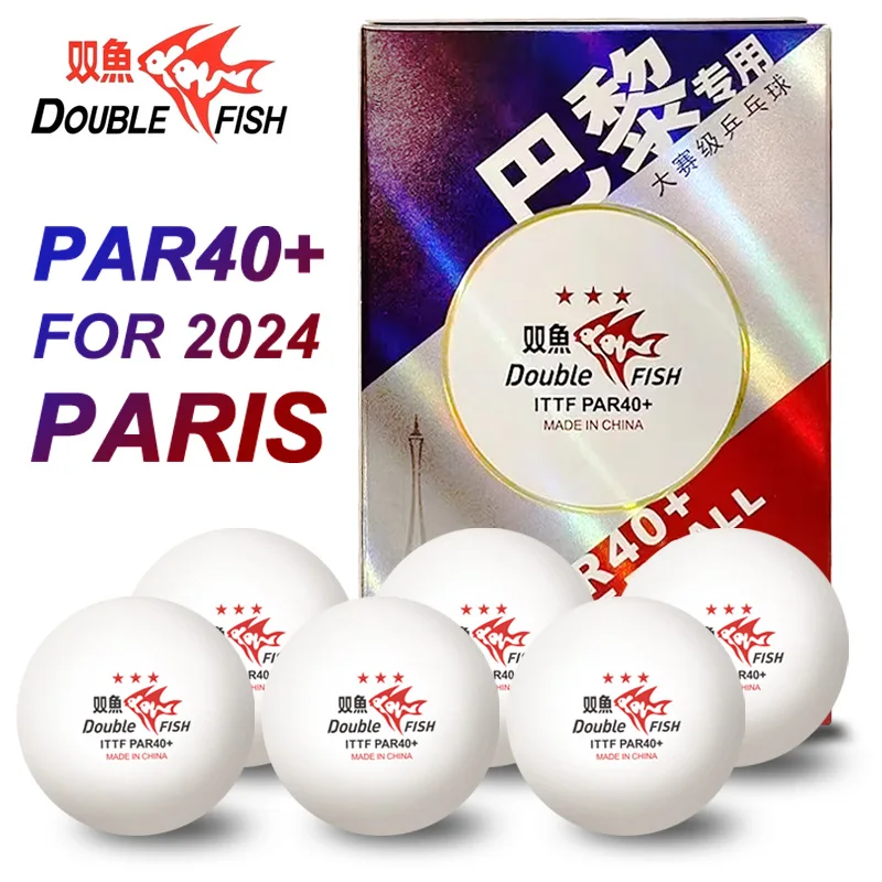DOUBLE FISH Table Tennis Balls PAR40+ 3 Stars Ping Pong Balls 6 Pack Professional Pingpong Bullets for Paris 2024 Competitions