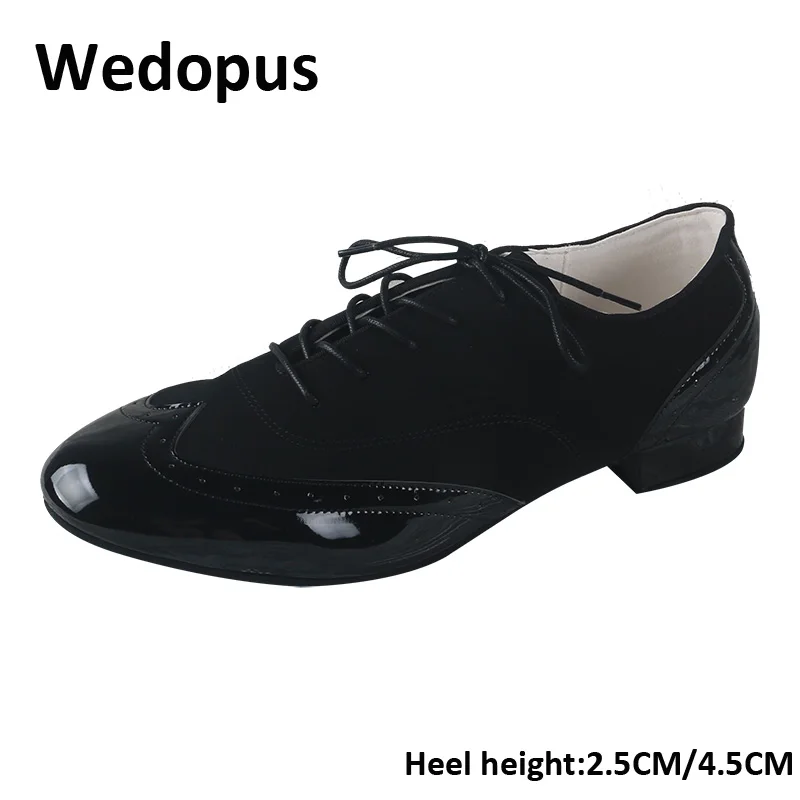 Wedopus 2.5CM Scarpe da ballo nere da uomo Sala da ballo Suola in pelle scamosciata Scarpe da ballo da uomo latino cubano Scarpe da ballo latino per interni 45