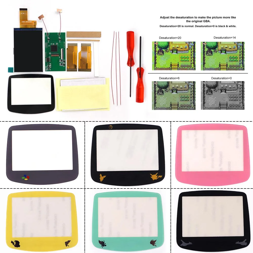 3.0 inch Original Size GBA IPS V5 Screen Lens Kits HD high brightness LCD No Cut free Original Shell For Gameboy advance