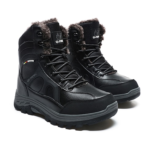 Wasserdichte Outdoor-Wanderstiefel für Herren mit rutschfester Sohle, warme Winter-Schneeschuhe für kaltes Wetter, strapazierfähige Trekkingschuhe zum Schnüren für Camping, Klettern und den Alltag Image