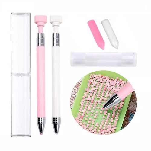 1 Set Diamant-Malstift mit Wachs, nachfüllbarer Wachsstift, rotierender Klebepunkt-Bohrstift für Nailart-Strasssteine, Diamant-Kunstzubehör und Werkzeuge für einfaches Auftragen von Perlen, schnelles Image