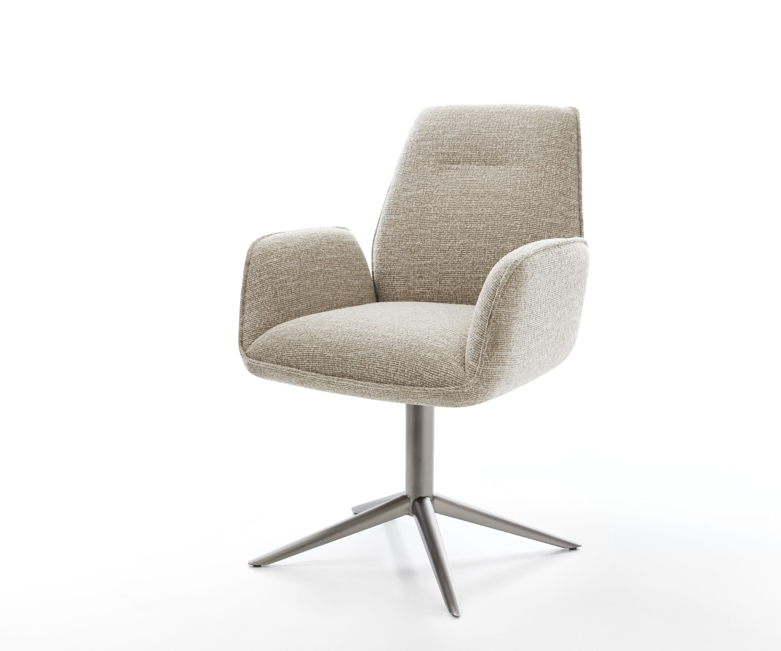 DELIFE Drehstuhl Zoa-Flex Webstoff Soft Beige Fußkreuz Graphit 360° drehbar Wippfunktion Taschenfederkern, Esszimmerstühle Image