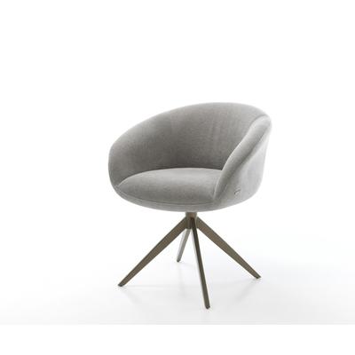 DELIFE Drehstuhl Vinka-Flex mit Armlehnen Strukturstoff Soft Grau Kreuzgestell breit Effektfinish Titan 360° drehbar Wippfunktion Taschenfederkern, Esszimmerstühle Image