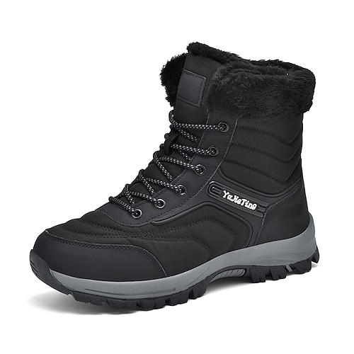 Warme, pelzgefütterte Schneestiefel für Herren mit Schnürverschluss, isoliertem, wasserdichtem Obermaterial und rutschfester Sohle, Winter-Outdoor-Schuhwerk für kaltes Wetter und Freizeitkleidung Image