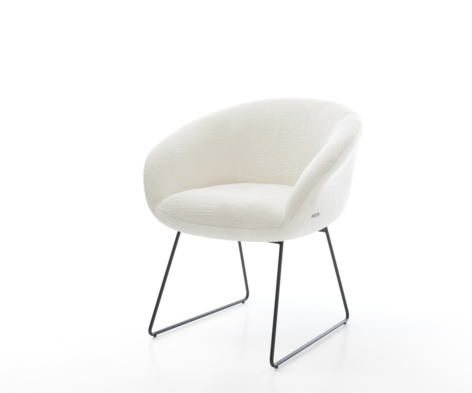 DELIFE Esszimmerstuhl Vinka-Flex mit Armlehnen Bouclé Soft Beige Kufengestell Schwarz Taschenfederkern, Esszimmerstühle Image