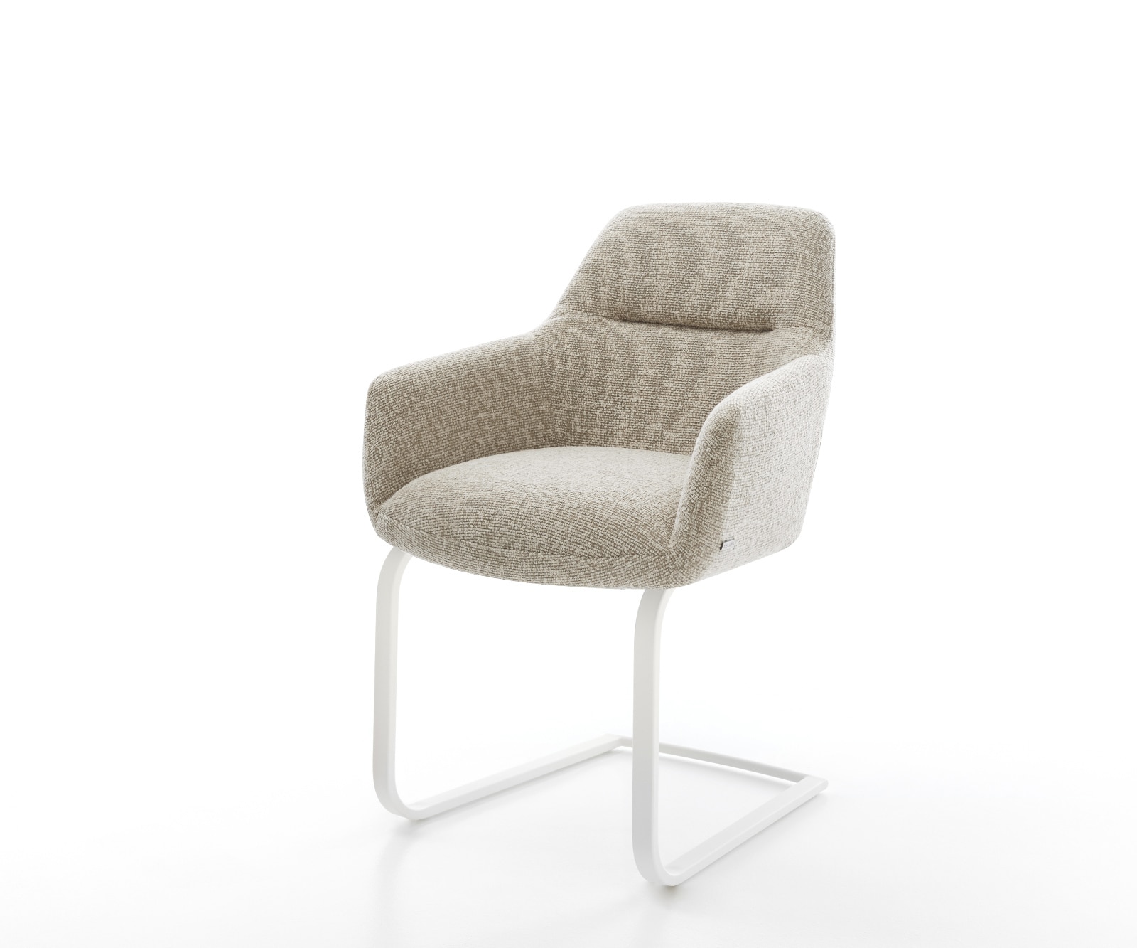 DELIFE Freischwinger Pejo-Flex Webstoff Soft Beige Freischwinger flach Weiß Taschenfederkern, Esszimmerstühle Image