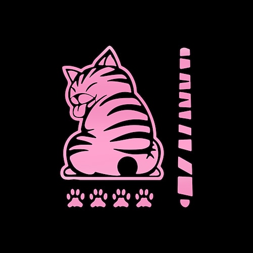 Lustiger Heckscheibenwischer-Aufkleber mit schwanzwedelnder Katze, niedlicher, beweglicher Katzenaufkleber für die Heckscheibe, reflektierende, wasserdichte Autowischer-Dekoration, Image