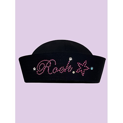 Damen-Matrosenhut mit Strass-Schriftzug, stylische Performance-Kappe für K-Pop-Outfits, Weihnachtsmaskenpartys und Bühnenkostüm-Accessoires Image
