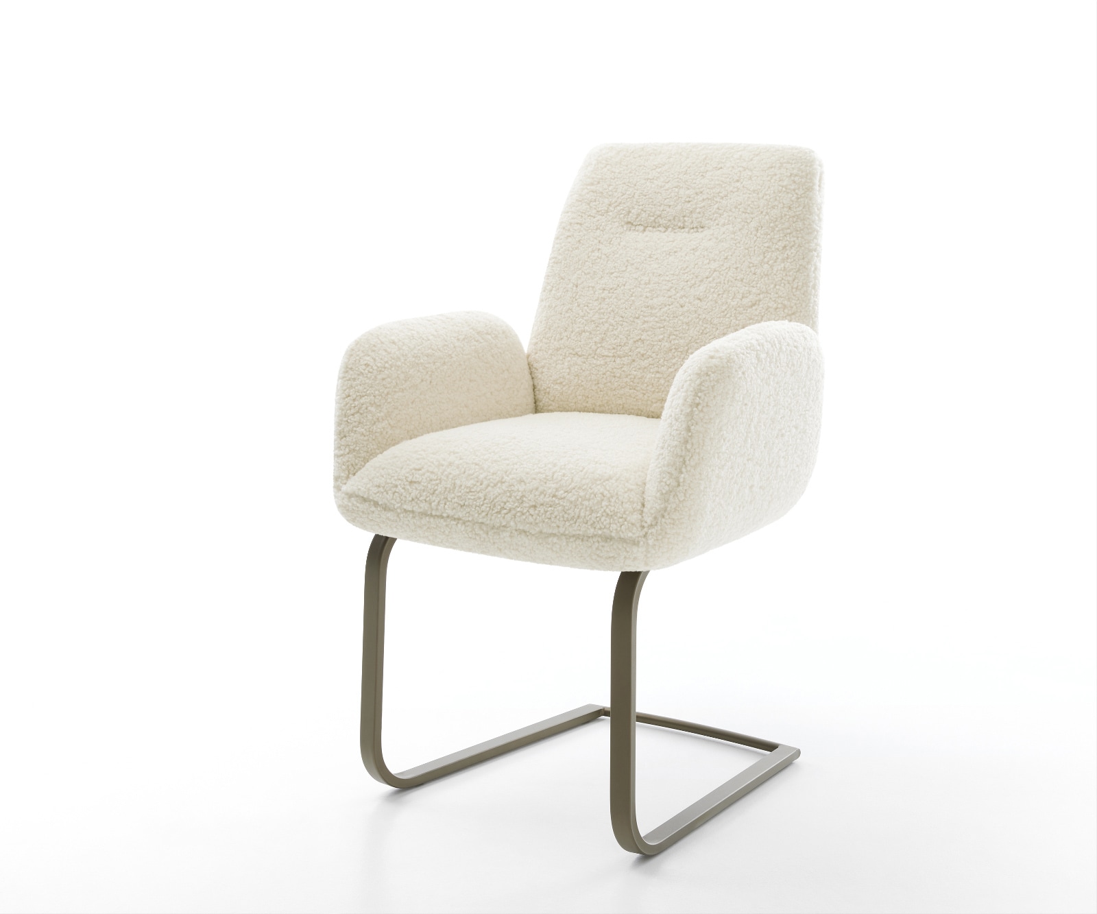 DELIFE Freischwinger Zoa-Flex Teddystoff Beige Freischwinger flach Effektfinish Titan Taschenfederkern, Esszimmerstühle Image