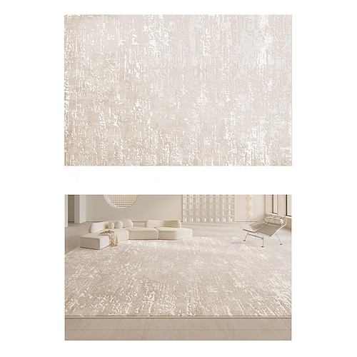 cremefarbener Teppich, wasserdicht schmutzabweisender, waschbarer Teppich, elegante Sofa-Bodenmatte für Wohnzimmer und Schlafzimmer, luxuriöse High-End-Wohnkultur Image