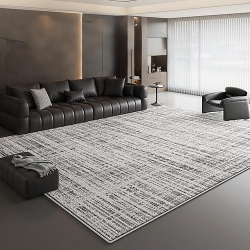 italienischer minimalistischer Teppich, moderner Wohnzimmer-Couchtisch-Sofa-Teppich, luxuriöse Schlafzimmer-Bodenmatte, schmutzabweisender, leicht zu reinigender, langlebiger Teppich Image