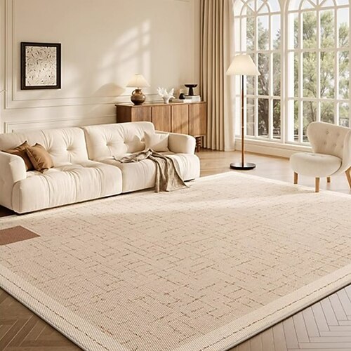 cremefarbener Teppich, wasserdicht schmutzabweisender, waschbarer Teppich, elegante Sofa-Bodenmatte für Wohnzimmer und Schlafzimmer, luxuriöse High-End-Wohnkultur Image