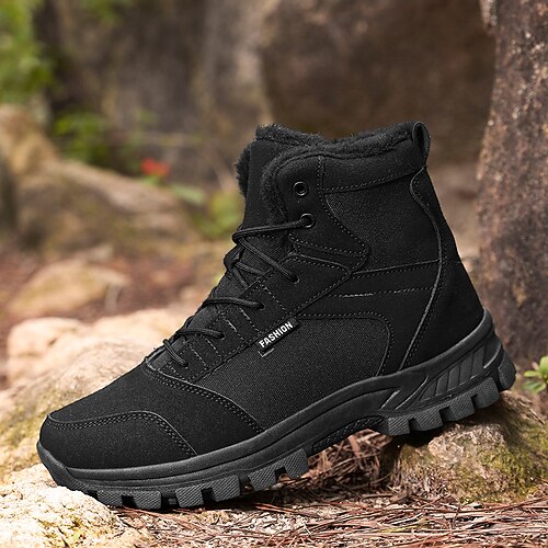 Herren wasserdichte warme Wanderstiefel mit Fellfutter, rutschfester Sohle, Outdoor-Trekking- und Campingschuhe Image