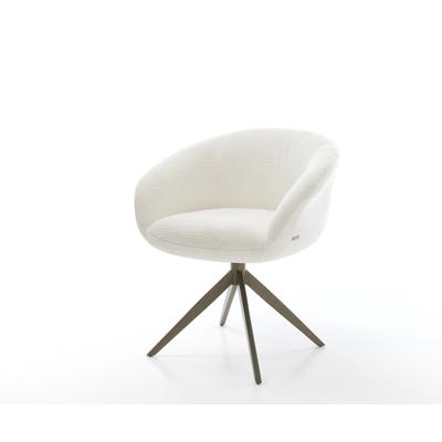 DELIFE Drehstuhl Vinka-Flex mit Armlehnen Bouclé Soft Beige Kreuzgestell breit Effektfinish Titan 360° drehbar Wippfunktion Taschenfederkern, Esszimmerstühle Image